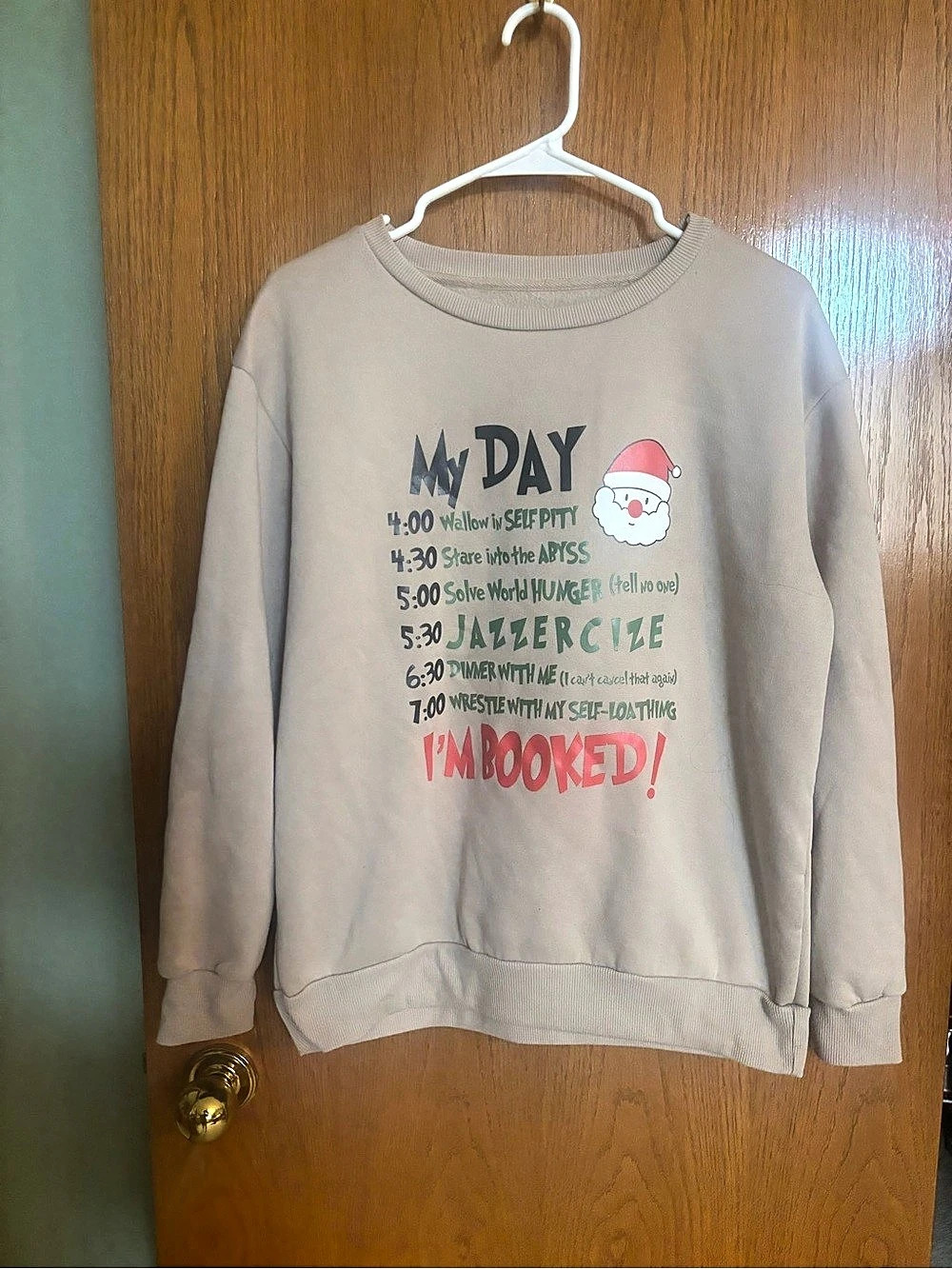 SHEIN Women's Casual Drop Shoulder Crew Neck Christmas Santa Claus Graphic